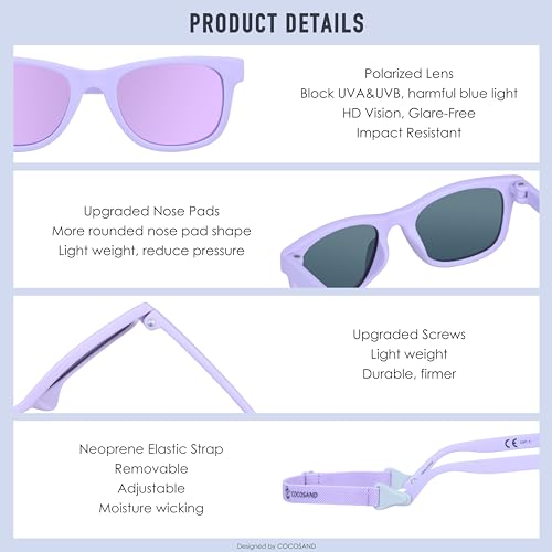Image of COCOSAND Flexible Polarized Baby Sunglasses with Strap | UV Protection, Bendable, For Toddler Infant Newborn Girl Boy, Age 0-24 Months
