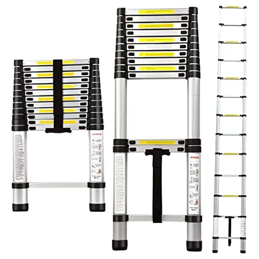 Escada Telescópica,16,5 Pés, 5 Metros, Altura Ajustável, Escadas de Extensão, Escadas Dobrável Multiusos, Alumínio, Pés Antiderrapantes, Bloqueio de Segurança
