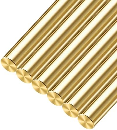 3/16 inch Brass Rods 3/16 x 12 in, 6 Pcs for Knife Making Knife Handles Pins Stock Knife Scale Solid Round Brass Rod Dowel Rivet Gunsmithing Crafts Modeling Hobby