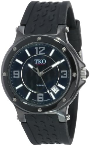 TKO ORLOGI Women's TK578-BK Genuine Ceramic Black Rubber Strap Watch