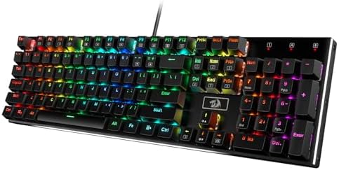 Redragon K556 Wired RGB Mechanical Gaming Keyboard, 104-Key Aluminum Board