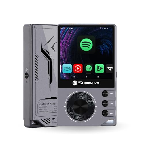 Surfans F20 Pro Hi-Res Music Player, Dual ESS9018 DAC,DSD512, Spotify & Tidal Support, WiFi & Bluetooth LDAC, 4.4mm Balanced(500mW), Expandable 1TB, Touchscreen Portable MP3 DAP (Gray)