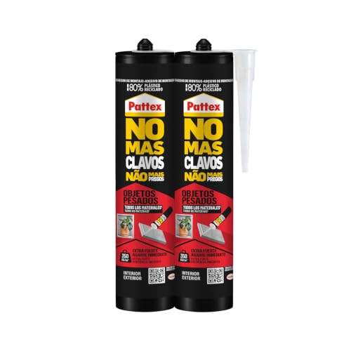 Pattex No Mas Clavos Objetos Pesados, Adhesivo de Montaje, Blanco, 2 x 446g