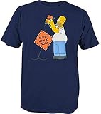 The Simpsons - Homer Herren T-Shirt Slow Man at Work, blau, Gr. L
