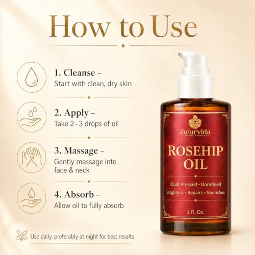 Image of Rosehip Oil for Face & Skin | Cold Pressed Rosehip Seed Oil for Glowing Skin, Brightening Dark Spots Acne Scars & Pigmentation - 60 ml