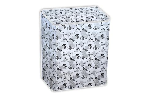 Image of The Furnishing Tree PVC Washing Machine Cover Compatible for Samsung 9.5 KG Semi-Automatic Top Loading WT95A4260GD /TL, Washing Machine Waterproof and dustproof, Floral Pattern Black & White