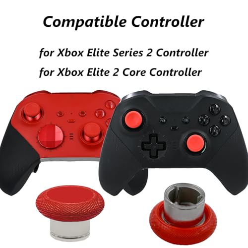 Image of 2 Pack Elite 2 Controller Short Thumbsticks Replacement for Xbox Elite Series 2 Controller,0.39in Standard Height Concave Magnetic Analog Short Joysticks Replacement for Elite Series 2 Core (Red)