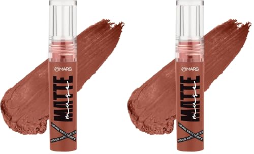 Image of MARS Matte Muse Mousse Lipstick (3ml) (16-CHICK BEAUTY) with Doe-Foot Applicator | Highly Pigmented | Smooth Texture | Hydrating Formula | Blurry Lips Effect (Pack of 2)