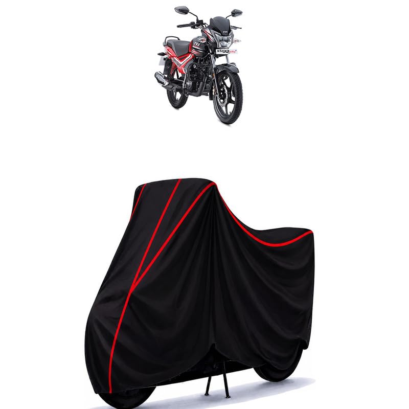 Image of TVS Star Water Resistant Bike Cover for All Motorcycles & Scooters | Heavy Duty Premium Taffeta Fabric | UV Protection, Dustproof, Scratchproof | All Weather Two Wheeler Body Cover with Elastic Bottom