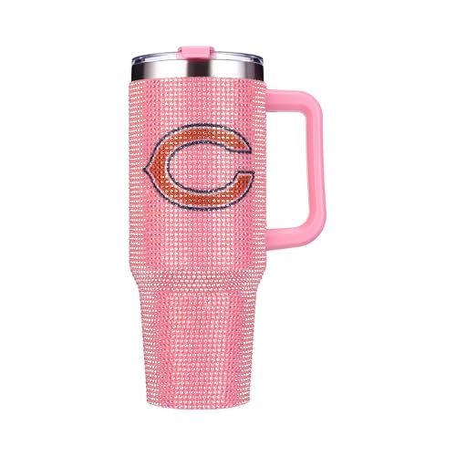 Image of The Memory Company Officially Licensed 40oz Pink Bling Game Day Tumbler, Chicago Bears