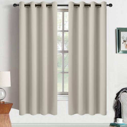Yakamok Room Darkening Curtains 52x63 inch Length Stone-Living Room