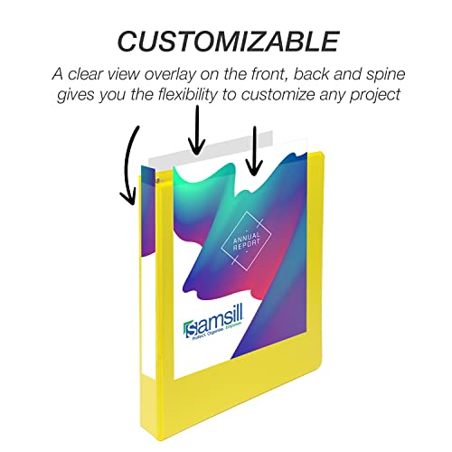 Image of Samsill Durable 1 inch 3 Ring Binder, D Ring Binder, 100% Recycled Chipboard, Yellow, 4 Pack