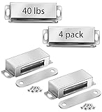 Onarway Magnetic Door Catch 40 lbs Pull Strong Magnet Cabinet Latches Magnetic Hardware Stainless Steel Chrome Door Closer for Bathroom Kitchen Sliding Door Window Cupboard (4 Pack-Strength 20KG)