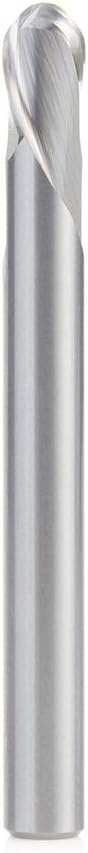 Amana Tool 46475 Solid Carbide Double Flute Down-Cut Ball Nose Spiral 1/8 R x 1/4 D x 3/8 CH x 1/4 SHK x 2-1/2 Inch Long Router Bit