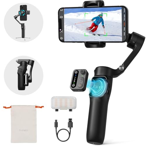 Image of hohem iSteady X3 Gimbal Stabilizer for Smartphone,3-Axis Phone Gimbal with Magnetic Fill Light,Detachable Remote Control,Built-in Extendable Rod&Tripod for Travel/Vlog/TikTok - Black