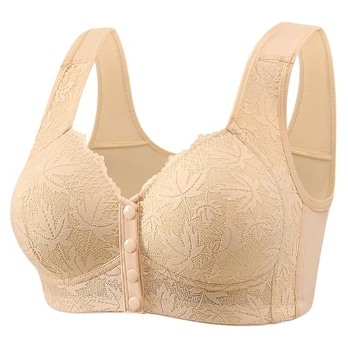 Sujetadores para mujer, cómodos, sin aros, con tirantes convertibles, extragrandes, sin varillas, cobertura completa, sin aros, para uso diario, cómodos brasieres acolchados sin aros, beige, 66