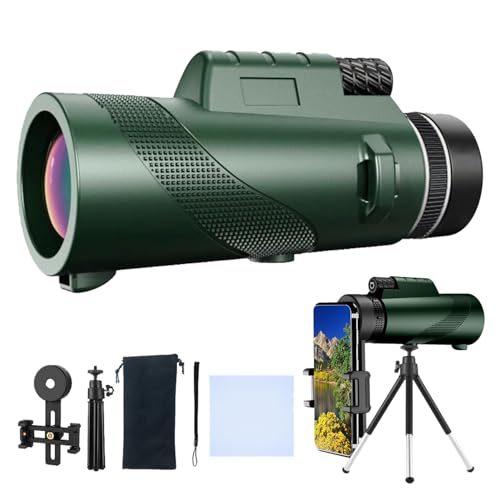 HYTAMY Monocular-Telescope 80x100 High Powered Monoculars High Definition for Adults with Smartphone Adapter for Bird Watching, Hunting Wildlife Bird Watching Travel Camping Hiking (Green)