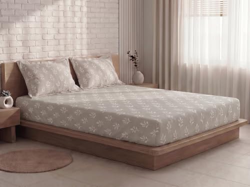 Image of SleepyCat 300 TC Cotton-Soft Microfiber Bedsheet with 1 Pillowcase|Wrinkle-Free|300 TC Plain Weave|No Creases, No Shrinkage|No Colour Fading|150 GSM|Snow Leaf|Fits Mattress Upto 8 Inches|Single