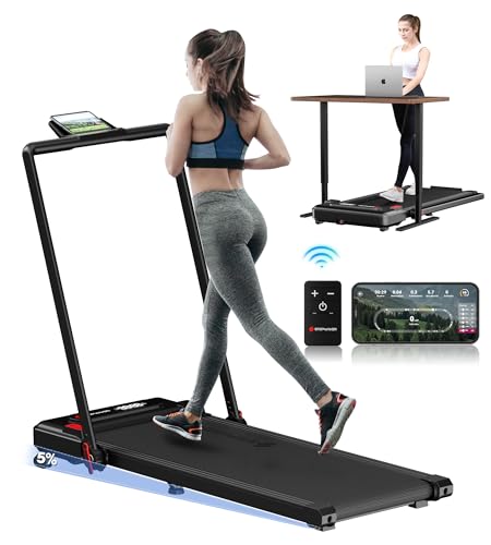 Stepwaver-Walking-Pad-Treadmill-for-Home-2-in-1-Foldable-Under-Desk-Treadmill-Incline-Office-App-Remote-Control-3-HP-Portable-Folding-Treadmill-with-Handle-300lbs-Capacity-LED-Display