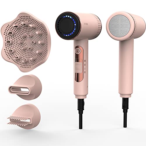 Funtin Hair Dryer Brushless Blow Dryer 2000W Ionic With Diffuser Brush Comb Nozzles, 110,000Rmp Brushless Motor, For Salon Professional Use Pink #TOP5