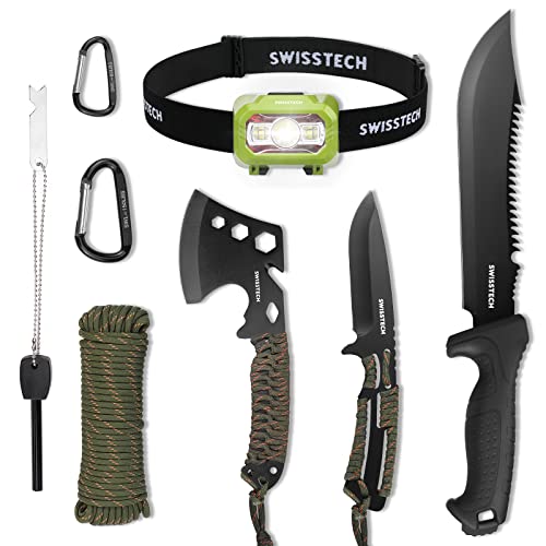 Swiss+Tech Hatchet and Machete with Sheath, Onepiece Camping Axe and