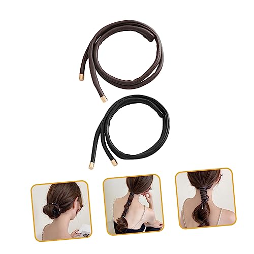 Attaches queue de cheval cuir élastique pour vos coiffures de bureau et soirées - 7