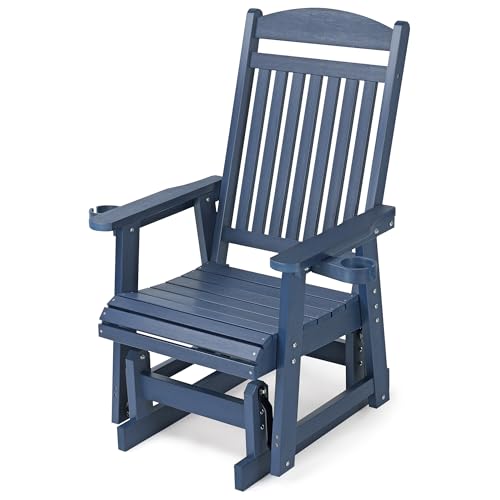 Poly Lumber Patio Glider for One Person, with Cup Holders,...