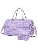 Duffle Bag for Travel, Puffer Quilted Gym Bag with Shoe Compartment Toiletry Bag Wet Pocket, Weekender Overnight Carry On Hospital Bag