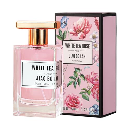 White Tea Rose Women's Perfume 50 ml Natural Fresh Flower Fragrance with White Tea & Rose Light Floral Fruity Eau de Parfum Long-Lasting Fragrance for Women Elegant Everyday Fragrance