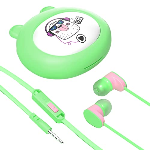 NA 有線ヘッドセット 人間工学的 HiFi サウンド カートゥーン 収納ボックス 3.5mm 9D ステレオ スポーツ ゲーム ヘッドセット 子供用 グリーン