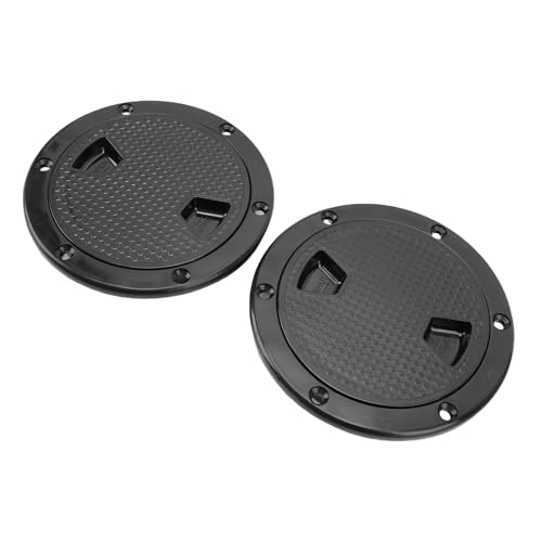 Qcwwy Cubierta para Escotilla de Barco, ABS MarineGrade, Escotilla de Inspección Redonda Impermeable con Sello de Goma para Yates y Barcos de Pesca (Black)