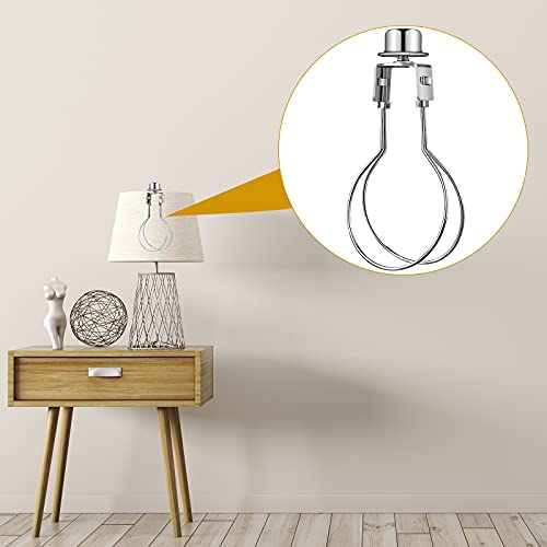 Image of Honoson 2 Pcs Bulb Lamp Shade Light Bulb Clip Adapter Includes Finial and Lampshade Levellers for Replacement (Golden and Silver)