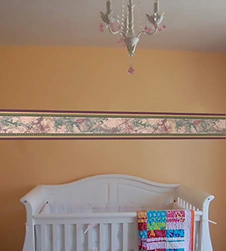 Wall Border - Abstract Colors Garnet Red Beige Sage Green Wallpaper Border Retro Design, Prepasted Roll 15 Ft. X 5 In. #TOP1