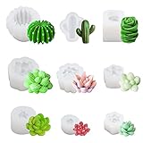 9 Pack Succulent Silicone Mold,Flower Resin Mold,Silicone Candle Molds.3D Cacti Candle Mold Silicone