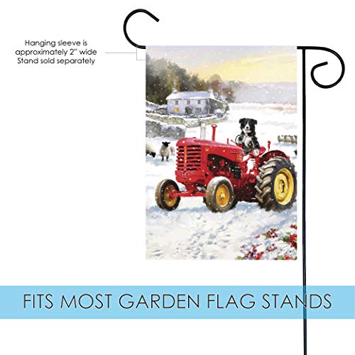 Toland Home Garden 12X18 Inch Double Sided Garden Flag Winter Flag, Tractor Dog Winter Garden Flag House Flag For Outdoor Yard Decoration #TOP2