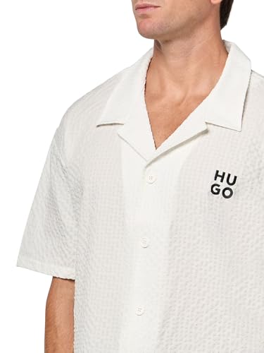 HUGO Men's Chaffle Waffle Beach Shirt3