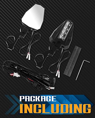 Novsight Utv Side View Mirrors With Lights, 4 Modes Atv Rear View Mirror Light Led Spot Light Fit All 1.6"-2" Roll Bar, Off Road Lighted Side Mirror For Utv Atv Polaris Arctic Cat Yamaha Can-Am Cfmoto #TOP6