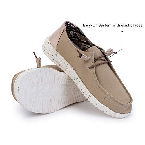 Image of Hey Dude Wendy Women's Casual Slip-On Shoe - Comfort and Lightness - Ergonomic Memory Foam Insole - Designed in Italy and California, Nougat, 9 US