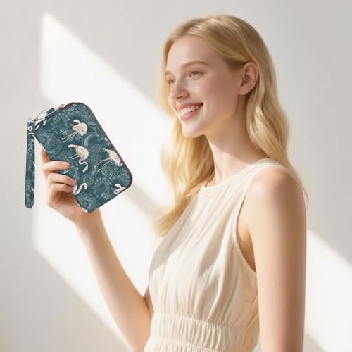 Image of BIAOTIE Large Capacity Wristlet Wallet - Women Printed Nylon Waterproof Handbag Clutch Purse