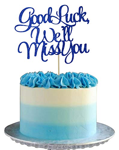 Starsgarden Blue Good Luck,We'll Miss You Cake Topper, Retirement Cake Topper, Farewell Party Decoration, Retirement Party Decorations(Blue We'll Miss U)