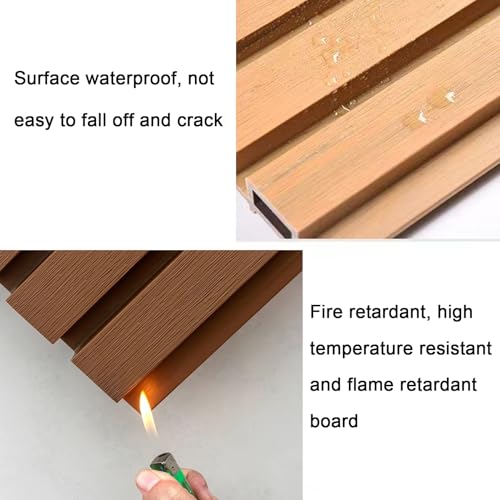 Paneles acústicos de listones de madera – Valla de jardín de privacidad para exteriores y rejilla decorativa de panel de pared para patio y patio trasero