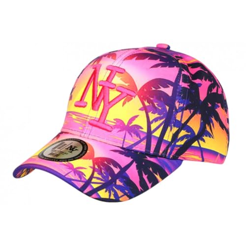 Casquette NY Enfant Copaka Visi&egrave;re Courbe Anti-Soleil Rose Jaune 7-12 Ans