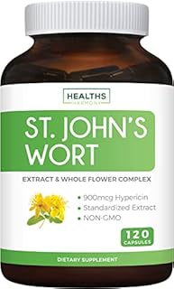 St. John's Wort - 120 Capsules (Non-GMO) Powerful 900mcg Hypericin - St Johns Wort Herb Extract - No Oil, Pills, or Tincture - 500mg Per Capsule Supplement