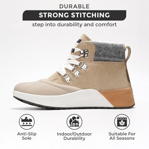 Project Cloud Waterproof Snow Boots for Women - Memory Foam Insole Non-Slip Womens Snow Boots & Winter Shoes with Shoe Lace - Lightweight Indoor Outdoor Shoes