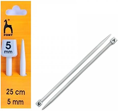 Pony P31606 | Aluminium Single Pointed Knitting Needle | 3¼mm x 25cm | 2 pack