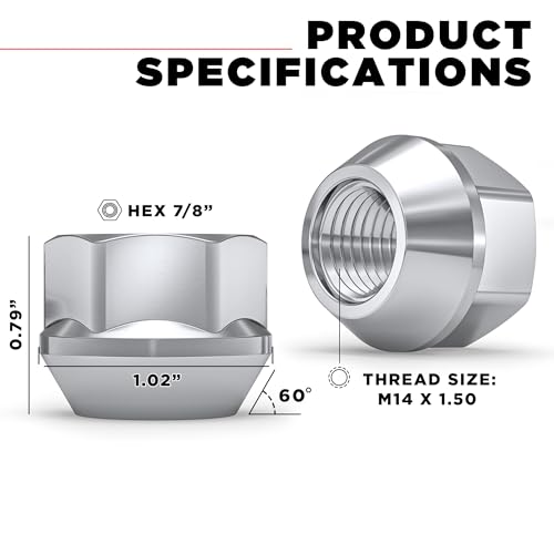 Image of White Knight M14x1.5 Zinc Open-End Bulge Acorn Lug Nut with 7 /8 inch Hex and Wider seat Diameter (1.02 inch) - 1309-1D-32AM (32 Pack)