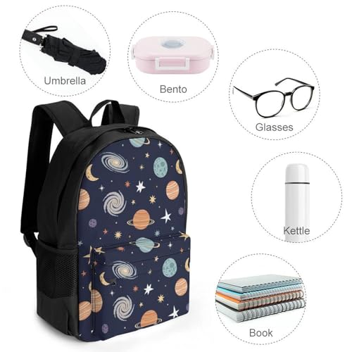 Durable Outdoor Adventure Backpack for Rock Climbing, Lightweight Gear Bag with Carabiner Loops for Men & Women, Space Sun Moon Star Planet Bookbag4