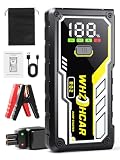 Arrancador Portátil para Coches de 8000A Arrancador de Baterias de Coche 12V Arrancador de Coches para Todos Gasolina o 10L Diesel con Cables Inteligentes, Linterna LED y Pantalla LCD