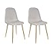 Lot de 2 Chaises Design scandinave Tendance Nordique piétement métal Couleur Bois Naturel et Assise en Tissu 45x40xH90cm (Beige)
