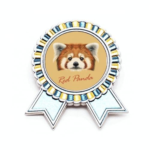 Broche panda rouge métal châtaignier taille M bijou animalier